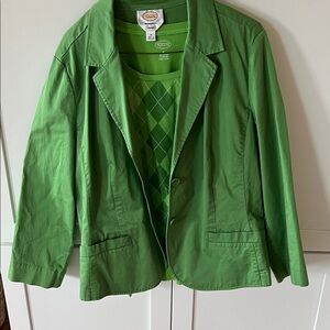 Talbots Vibrant Green Blazer and Top Set